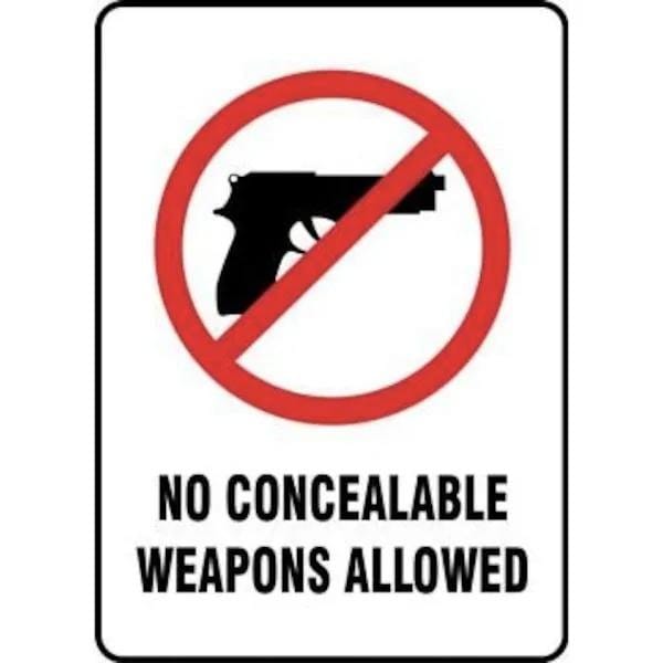 Accuform NO FIREARMS ALLOWED PURSUANT TO ARS SECTION 4229, Adhesive Dura-Poly, 10 in x 14 in, Adhesive MACC522XV - main